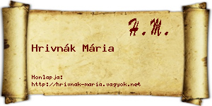 Hrivnák Mária névjegykártya